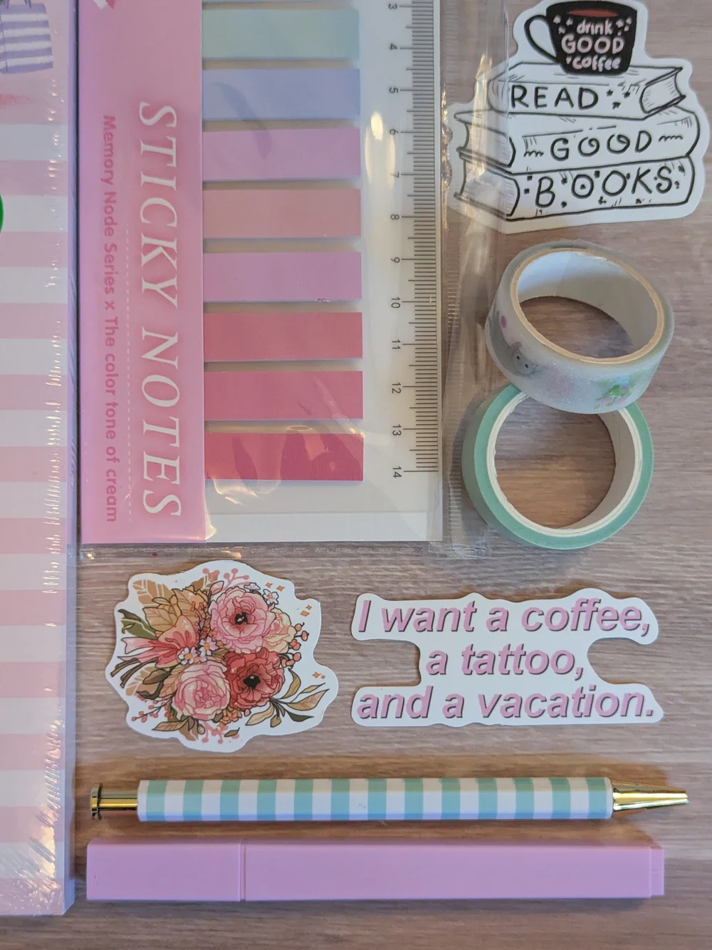 Cute Pastel Sticky Notes & Desk Accessories Set